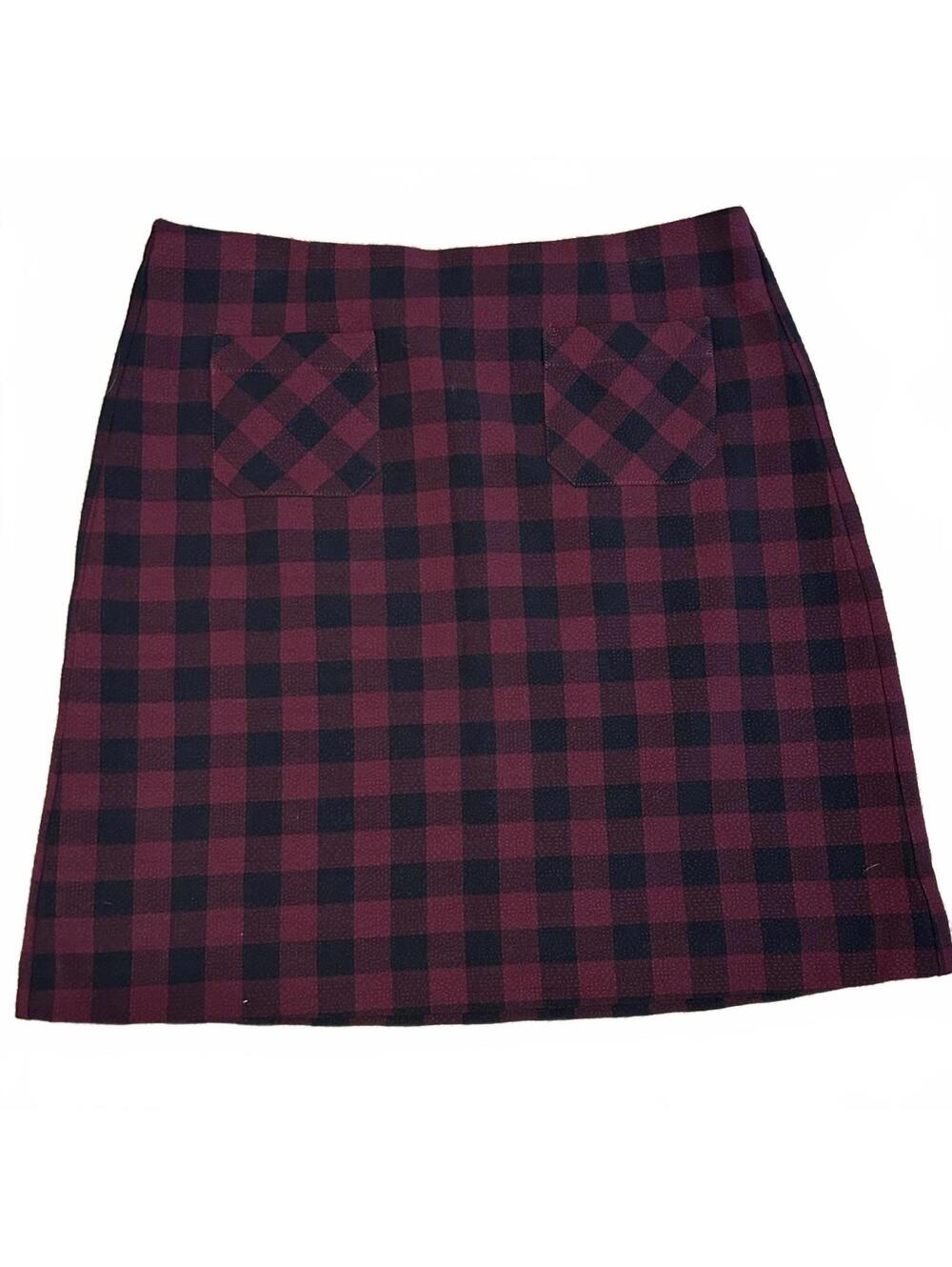 Burgundy & Black Plaid Skirt Medium Petite
